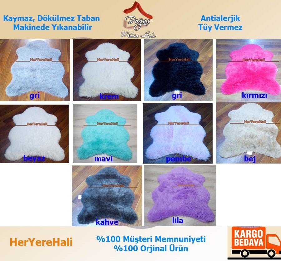 Doğuş Peluş Tavşan Tüyü 140x200cm Kaymaz Tabanlı Post Halı