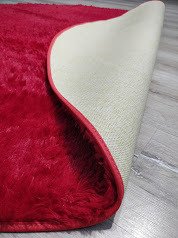 YamalıHome Tavşan Tüyü Kırmızı Peluş Post Halı 160x160 cm
