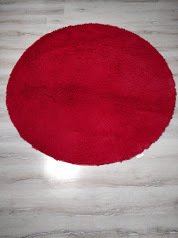 YamalıHome Tavşan Tüyü Kırmızı Peluş Post Halı 160x160 cm