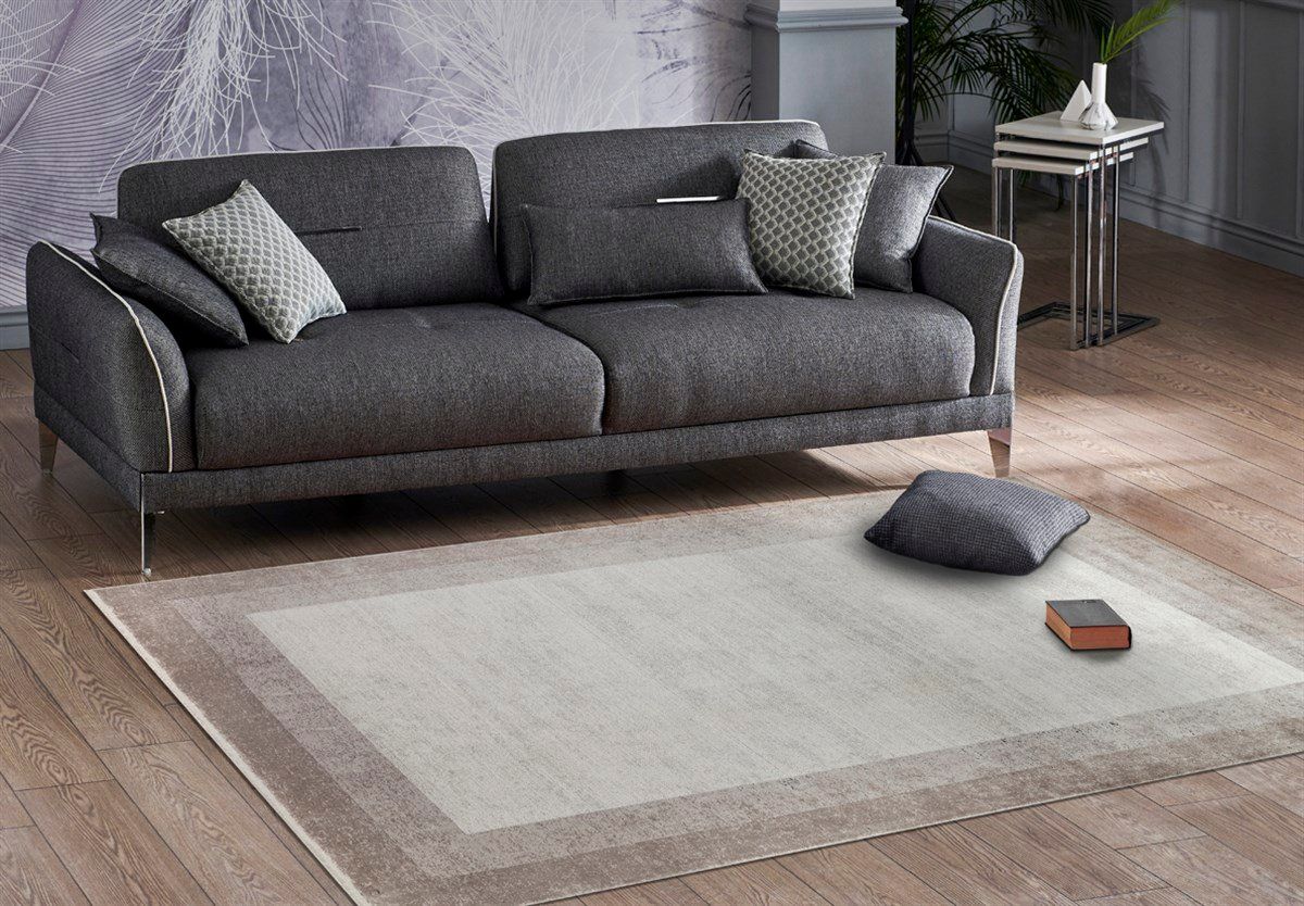 LUGANO LUG 08 BEIGE Art Deco Modern Bordürlü Yüksek Kalite Sık Dokuma Salon Halısı 160x230 cm