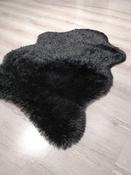 Doğuş Tavşan Tüyü Siyah 100x140 cm Post Şekilli Halı