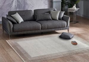 LUGANO LUG 08 BEIGE Art Deco Modern Bordürlü Yüksek Kalite Sık Dokuma Salon Halıs 160x230 cmı