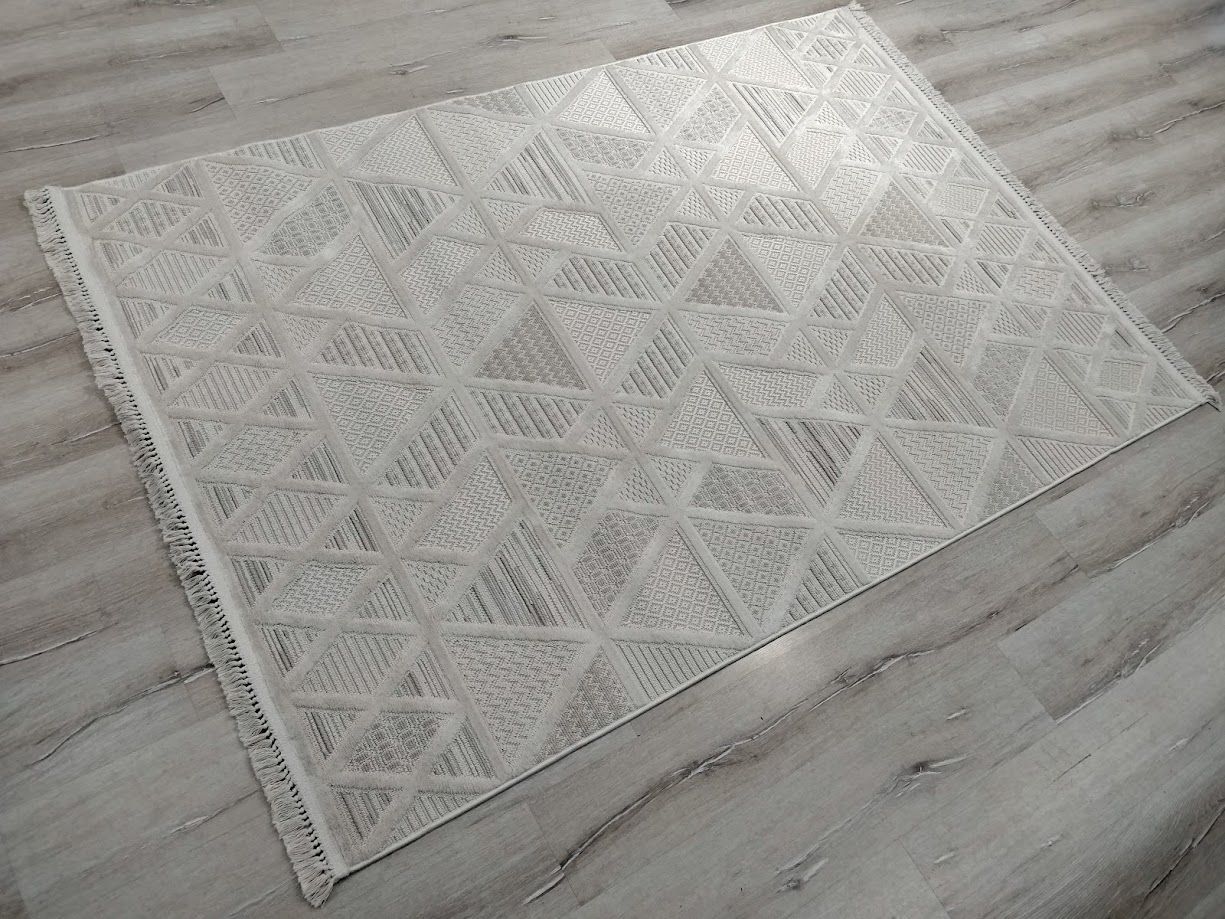 Aruna 33615D Krem Hav Toz Vermeyen Yumuşak Dokulu Modern Iskandinav Halı 200x290 cm