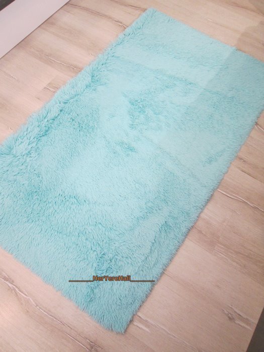 Doğuş Peluş Tavşan Tüyü 100x140cm Kaymaz Tabanlı Halı Turkuaz