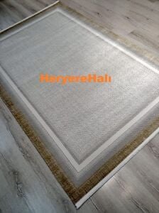 YamalıHome Quka Halı Bodrum %100 Akrilik Sarı Gri Krem Renkli 160X230 cm Modern Halı