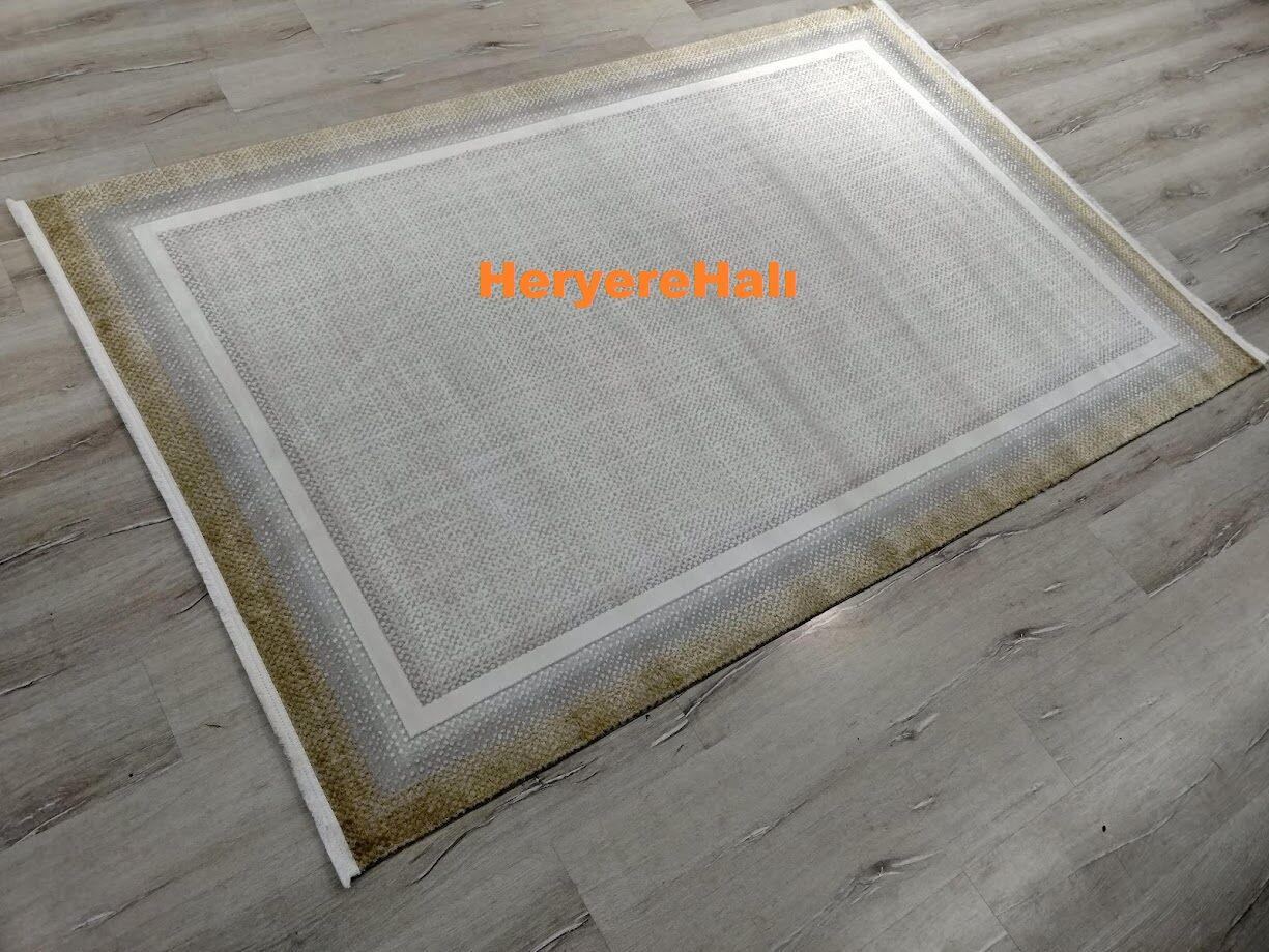YamalıHome Quka Halı Bodrum %100 Akrilik Sarı Gri Krem Renkli 160X230 cm Modern Halı