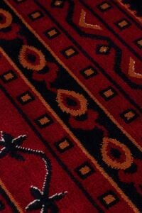 HERAT HER 01 NAVY Afgan Desenli Viskon Sıkı Dokuma Kaymaz Tabanlı İnce Makine Halısı