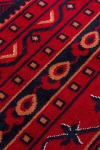 HERAT HER 01 NAVY Afgan Desenli Viskon Sıkı Dokuma Kaymaz Tabanlı İnce Makine Halısı