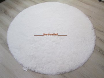 Yamalı Home Tavşan Tüyü 120x120cm Kaymaz Yuvarlak Halı Beyaz