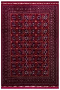 SATEEN AFGHAN SFG 02 RED Yıkanabilir Afgan Desenli Hav Toz Vermeyen Kaymaz Tabanlı Sık Dokuma Halı 80x150 cm