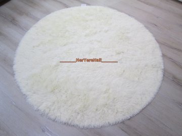 Yamalı Home Tavşan Tüyü 120x120cm Kaymaz Yuvarlak Halı Kemik