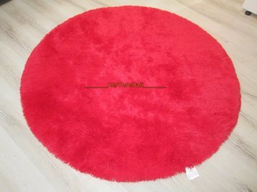 Yamalı Home Tavşan Tüyü 120x120cm Kaymaz Yuvarlak Halı Kırmızı