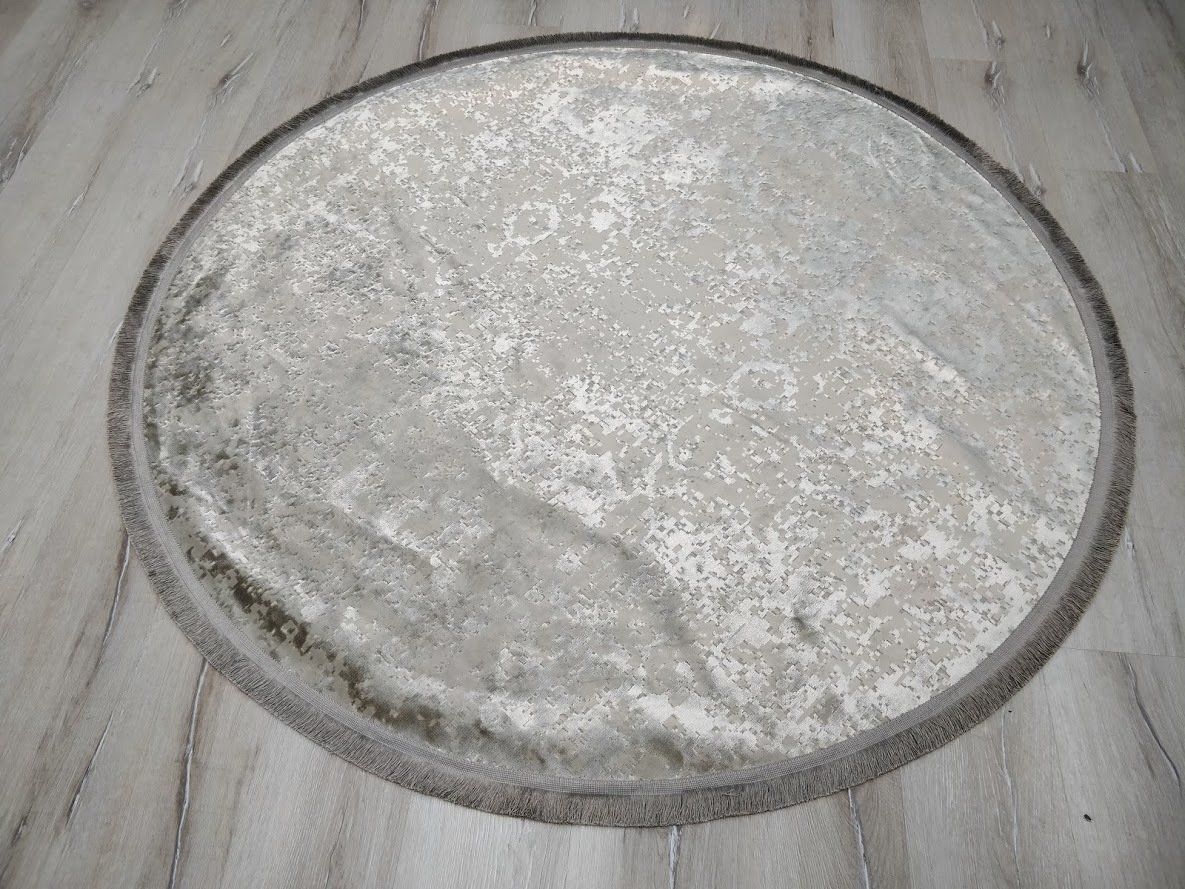 Yamalı Home Halı Perla 2401 Vizon Kadife İnce Halı 160x160 cm Yuvarlak
