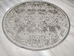 Yamalı Home Halı Perla 2401 Vizon Kadife İnce Halı 160x160 cm Yuvarlak