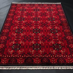 NOSTALJI 952 RED Afgan / Yağcıbedir Desenli El Emeği ile Özel Tezgahlarda Üretilen Tensel Uşak Halısı 130x190 cm