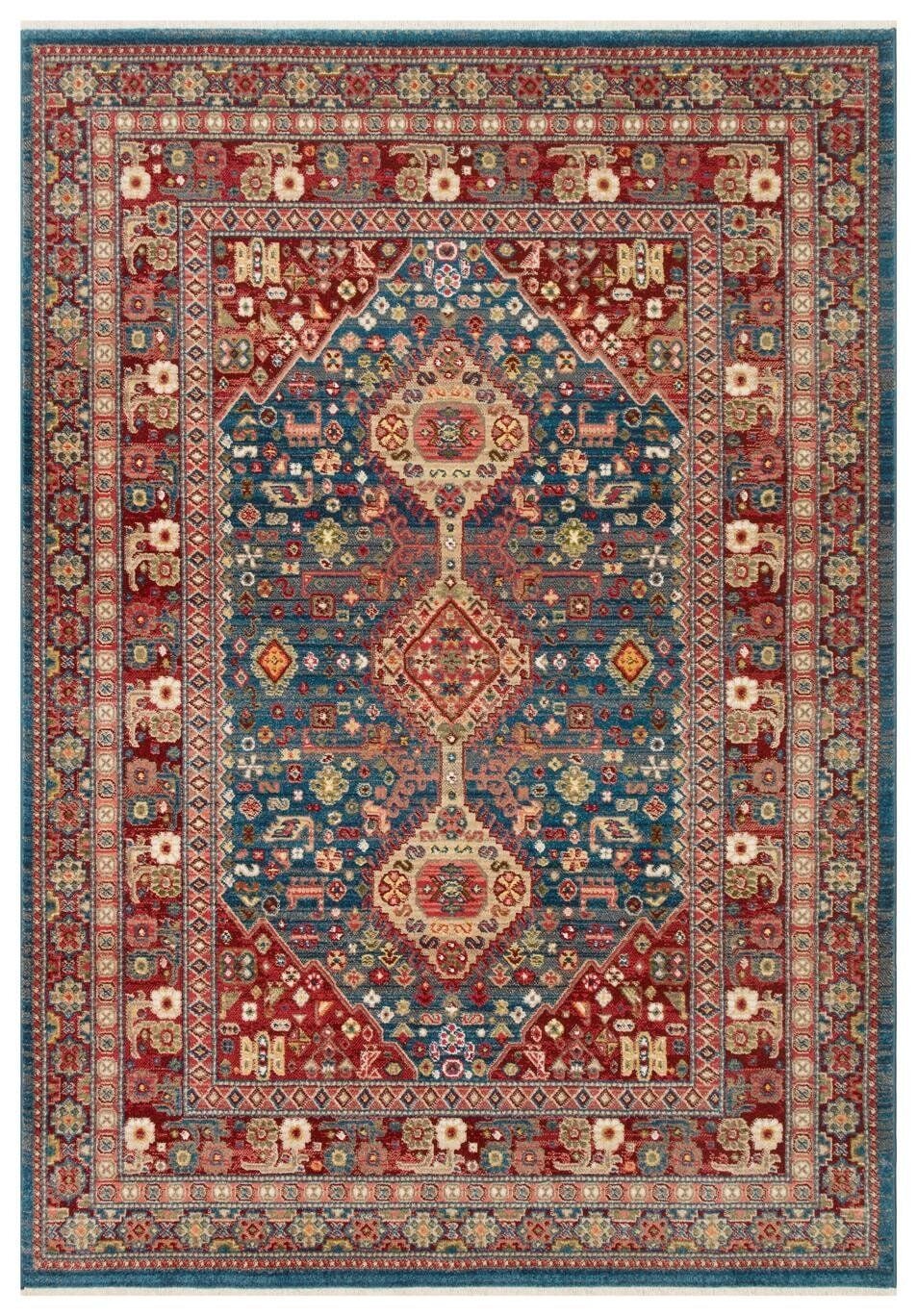 KYBELE KYB 05 NAVY RED XW Sıcak Renk Tonlu Otantik Makine Halısı