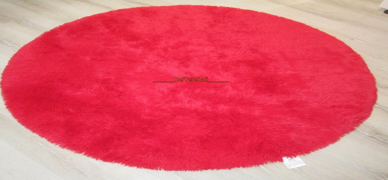 Doğuş Peluş Tavşan Tüyü 140x200cm Kaymaz Tabanlı Oval Halı Kırmızı
