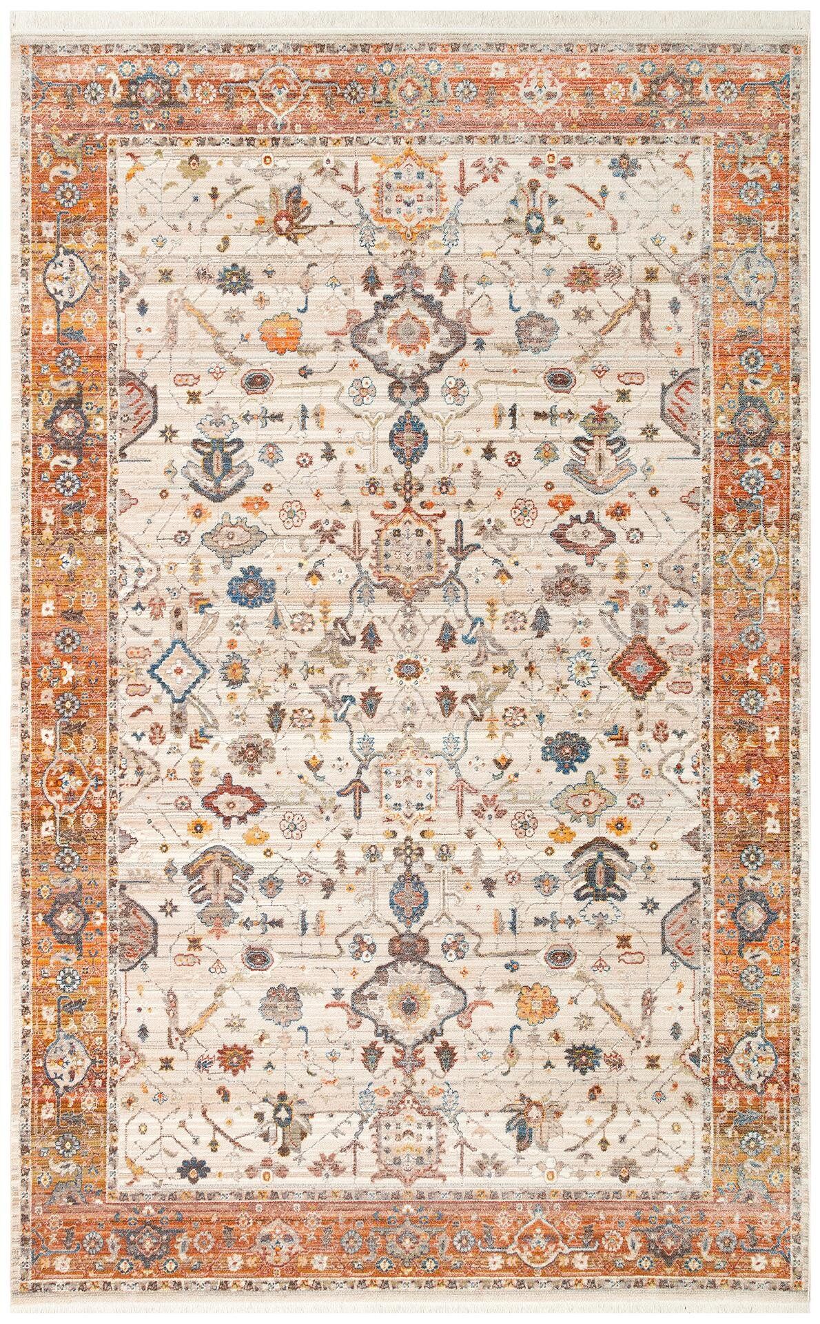 PIETRA PTA 01 CREAM TERRA Sıcak Renk Tonlarını Etnik Desenler ile Buluşturan Yumuşak Tuşeli Makine Halısı 160x230 cm