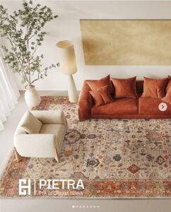 PIETRA PTA 01 CREAM TERRA Sıcak Renk Tonlarını Etnik Desenler ile Buluşturan Yumuşak Tuşeli Makine Halısı 160x230 cm