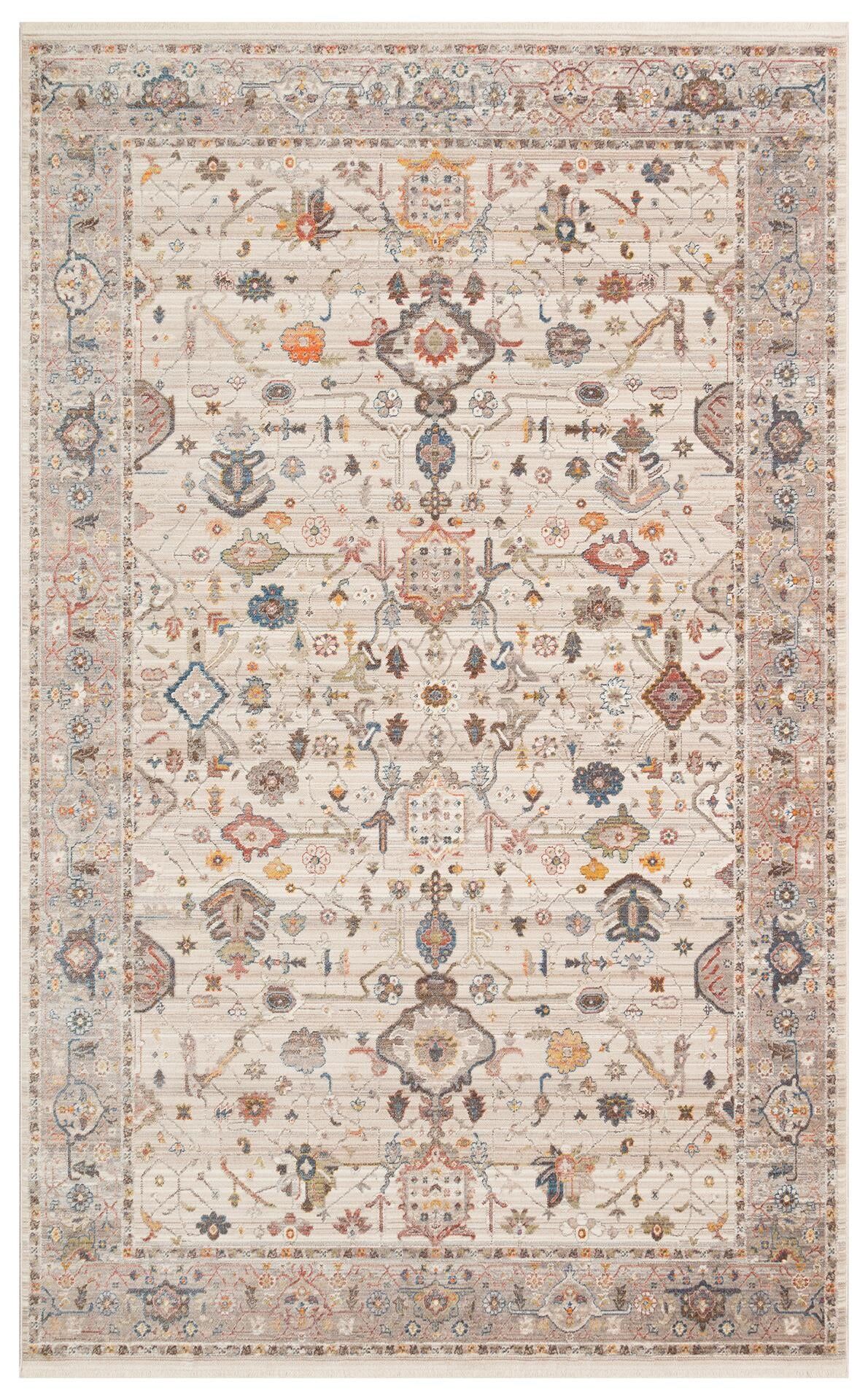 PIETRA PTA 01 CREAM GREY Sıcak Renk Tonlarını Etnik Desenler ile Buluşturan Yumuşak Tuşeli Makine Halısı 160x230 cm