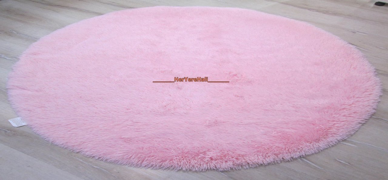 Doğuş Peluş Tavşan Tüyü 140x200cm Kaymaz Tabanlı Oval Halı Pembe