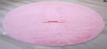Doğuş Peluş Tavşan Tüyü 140x200cm Kaymaz Tabanlı Oval Halı Pembe