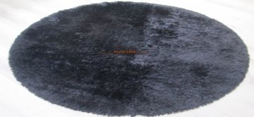 Doğuş Peluş Tavşan Tüyü 140x200cm Kaymaz Tabanlı Oval Halı Siyah