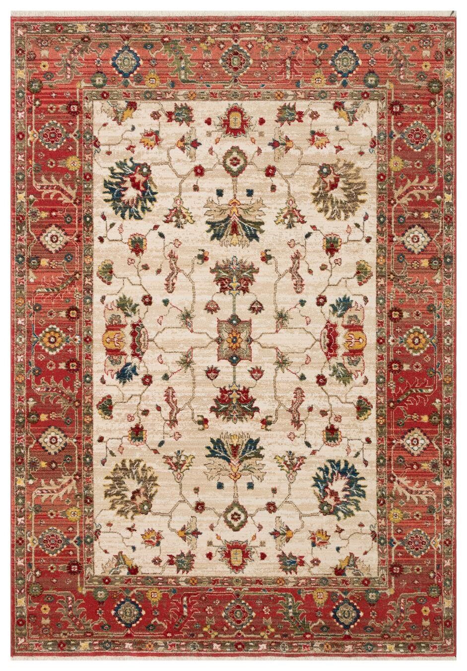 KYBELE KYB 04 CREAM RED XW Sıcak Renk Tonlu Otantik Makine Halısı