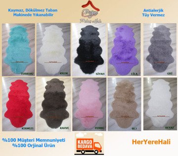 YAMALI home Peluş Tavşan Tüyü 70x200cm Kaymaz Tabanlı Post Halı Kemik