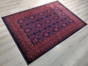 Afgan Desenli Viskon Sıkı Dokuma Premium Kalite Keçeleşmeyen Kaymaz Tabanlı İnce Makine Halısı 160x230 cm