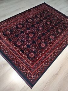 Afgan Desenli Viskon Sıkı Dokuma Premium Kalite Keçeleşmeyen Kaymaz Tabanlı İnce Makine Halısı 160x230 cm