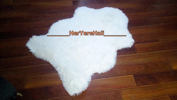 Yamalı Home Tavşan Tüyü 70x100cm Kaymaz Tabanlı Post Halı Kemik
