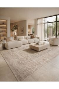 Sahra Collection Sh07 Bej Kiremit Etnik Vintage Eskitme Dokuma Yumuşak Salon Halısı 160x230 cm