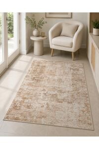 Sahra Collection Sh04 Krem Turuncu Modern Vintage Eskitme Dokuma Yumuşak Salon Halısı 160x230 cm