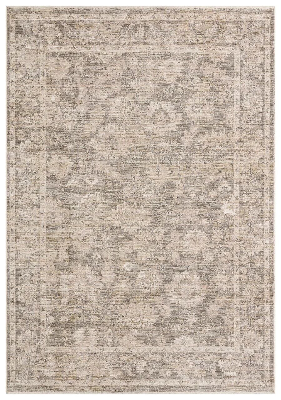 Sahra Collection Sh08 Bej Gri Uşak Desenli Vintage Eskitme Dokuma Salon Halısı 200x290 cm