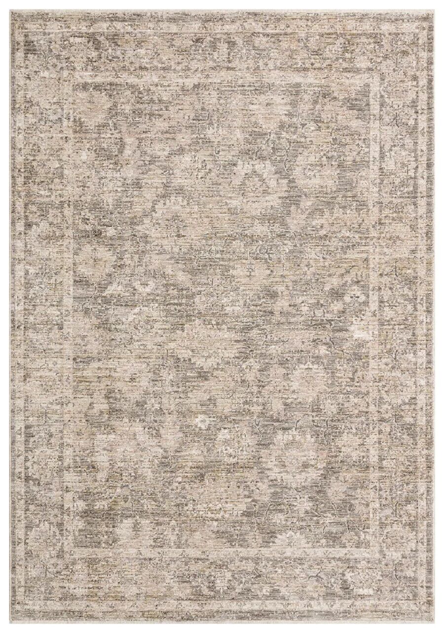 Sahra Collection Sh08 Bej Gri Uşak Desenli Vintage Eskitme Dokuma Salon Halısı 200x290 cm