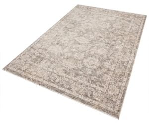 Sahra Collection Sh08 Bej Gri Uşak Desenli Vintage Eskitme Dokuma Salon Halısı 200x290 cm