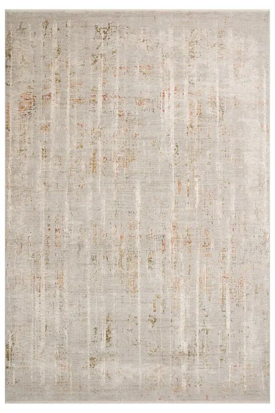 Zes Collection Modern Vintage Desenli Bej Turuncu Mavi Eskitme Dokuma Yumuşak Salon Halısı 160x230 cm