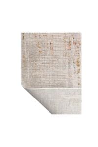Zes Collection Modern Vintage Desenli Bej Turuncu Mavi Eskitme Dokuma Yumuşak Salon Halısı 160x230 cm
