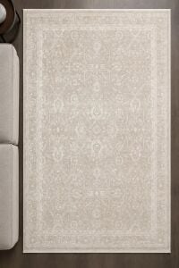 Zes Collection Modern Vintage Desenli Bej Krem Eskitme Dokuma Yumuşak Salon Halısı 160x230 cm(Kopya)