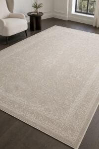 Zes Collection Modern Vintage Desenli Bej Krem Eskitme Dokuma Yumuşak Salon Halısı 160x230 cm(Kopya)