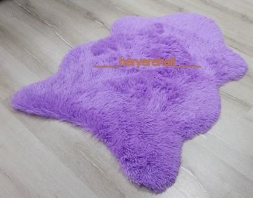 Doğuş Peluş Tavşan Tüyü 100x140cm Kaymaz Tabanlı Post Halı Lila