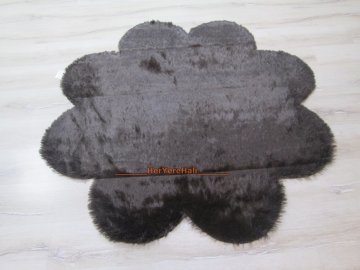Doğuş Peluş Tavşan Tüyü 140x140cm Papatya Şeklinde Halı Kahve