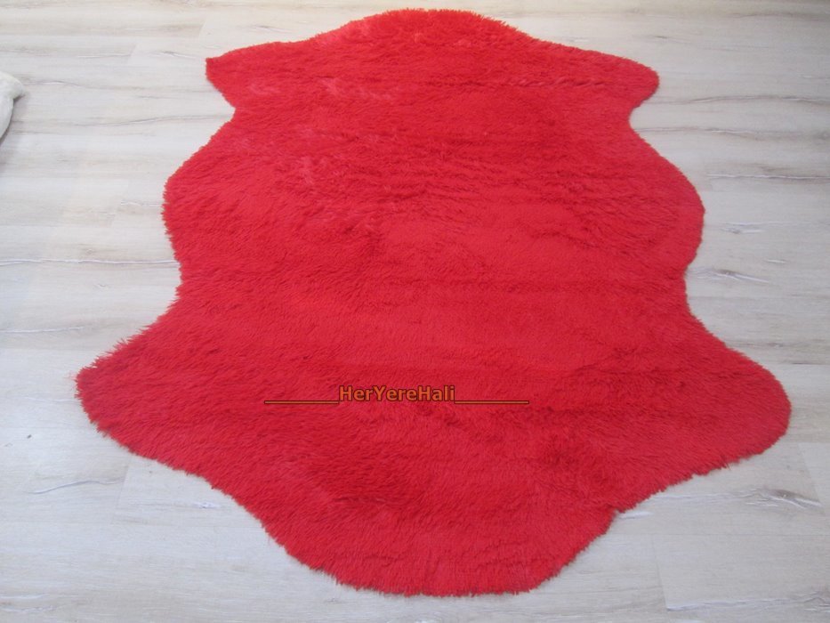 Doğuş Peluş Tavşan Tüyü 140x200cm Kaymaz Tabanlı 2Kafa Post Halı Kırmızı