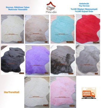 Doğuş Peluş Tavşan Tüyü 80x140cm Kaymaz Tabanlı 2Kafa Post Halı Siyah