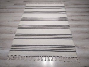 Tarz Wool 20-001Bej Gri Yün Dokuma Kilim 115x170 cm