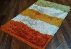 EL DOKUMA SHAGGY TURUNCU SARI BEJ 120x180 cm