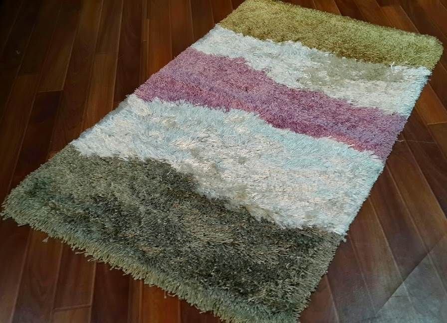 EL DOKUMA SHAGGY BEJ LİLA Shaggy halı 90x150 cm