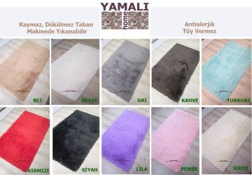 Yamalı Home Tavşan Tüyü Kaymaz Tabanlı Halı Gri - 70x140 cm