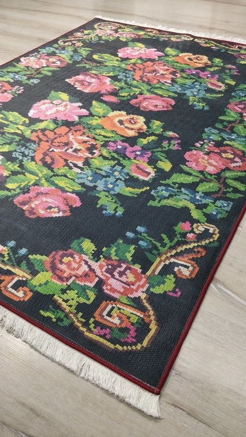 Yamalı Home Savona 3606Siyah Renkli 120x165 cm Karabağ Kilim
